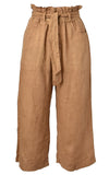 Amadi Michaela Crop Waist Tie Camel Paper Bag Pants