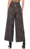 Lewis Charcoal Paisley Floral Wide-Leg Pants