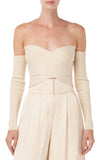 AMUR Otto Off-Shoulder Wrap Crop Top Ecru