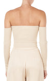 AMUR Otto Off-Shoulder Wrap Crop Top Ecru