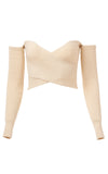 AMUR Otto Off-Shoulder Wrap Crop Top Ecru