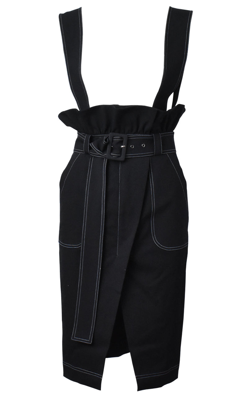 Black Denim Overall Skirt