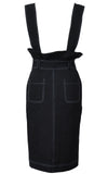 Black Denim Overall Skirt