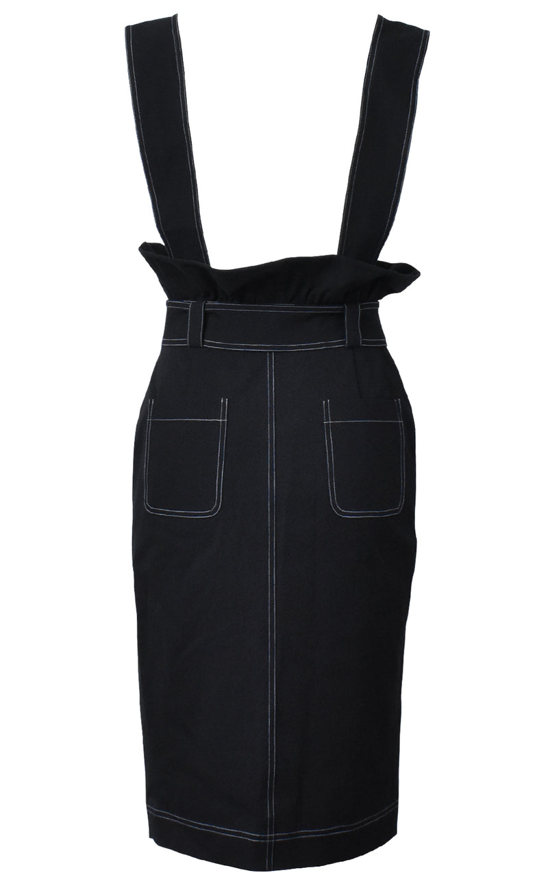 Black Denim Overall Skirt