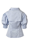 Light Blue Short Sleeve Puff Sleeve Button Down