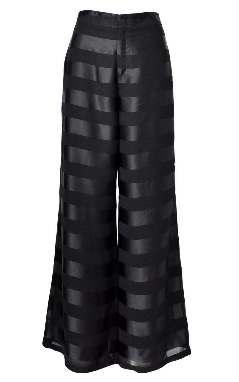 AZULU Milonga Black Mono Stripe High Waisted Flare Cut Pant