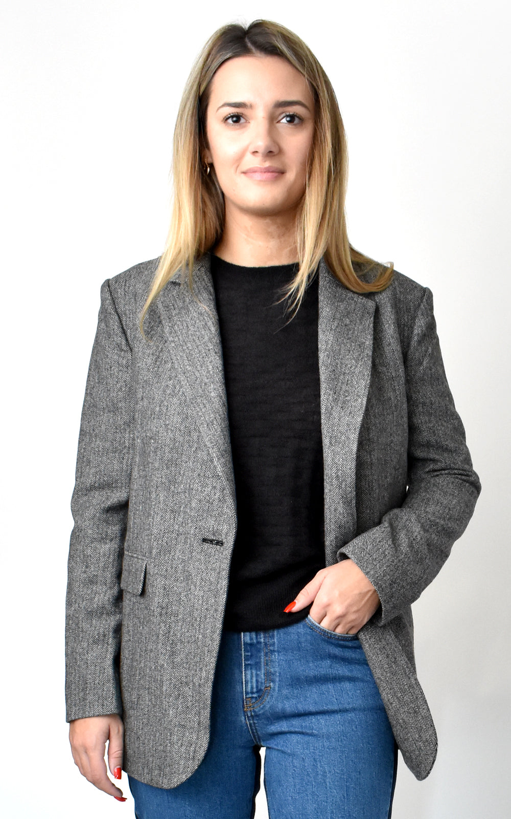 Kennedy Herringbone Boyfriend Blazer