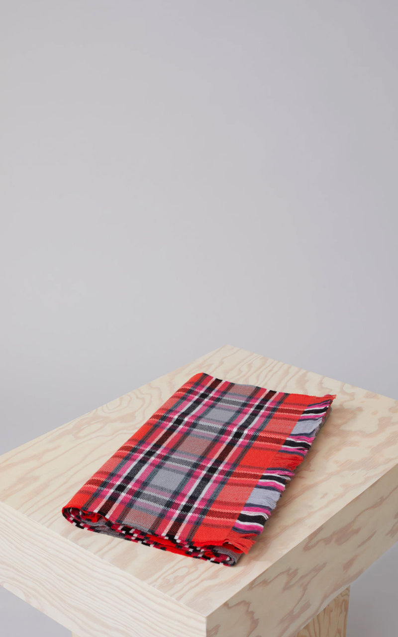 CLOSED Red Plaid Wool Scarf