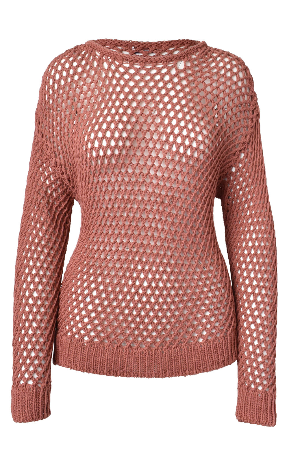CLOSED Fishnet Crochet Loose Knit Sweater Sepia Rose