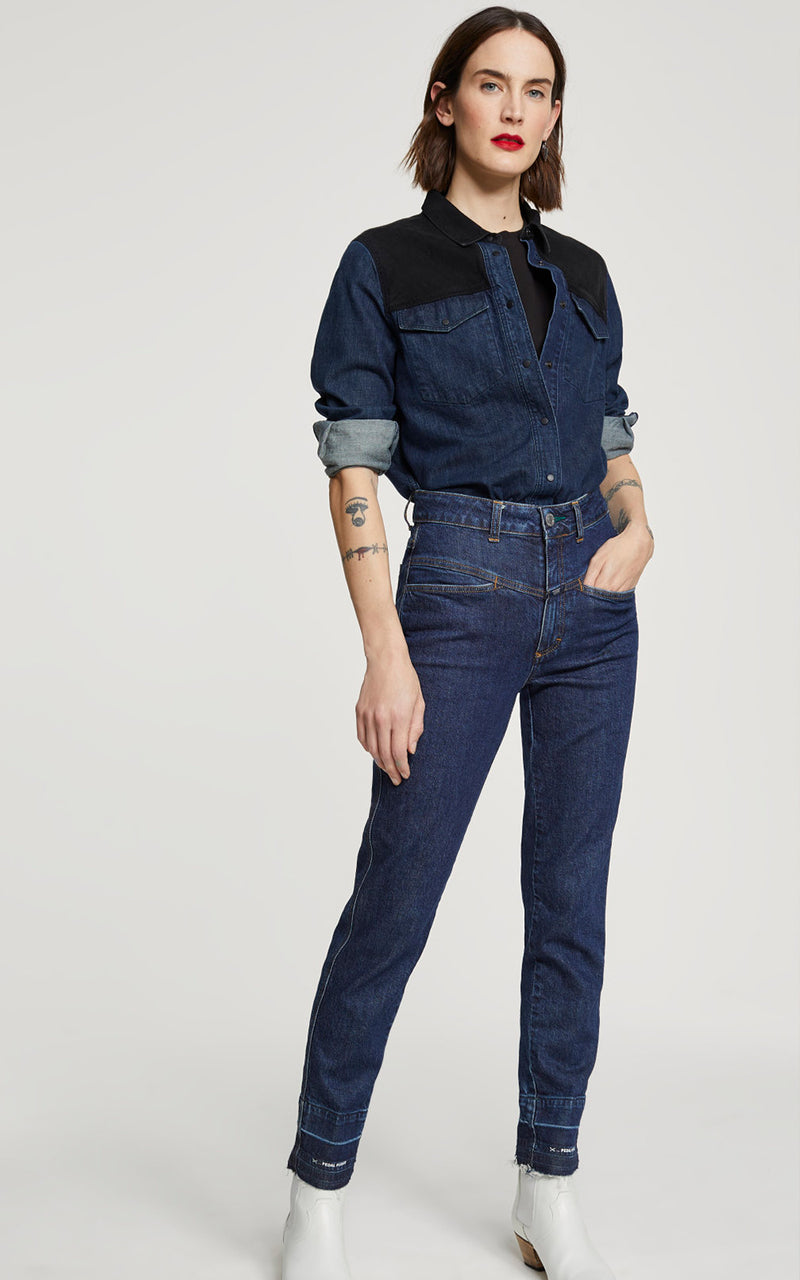 closed jeans pedal pusher high waist CLOSED X-Pocket High Waisted Crop Dark Blue Denim Pedal Pusher Jeans – The Renowned Shop