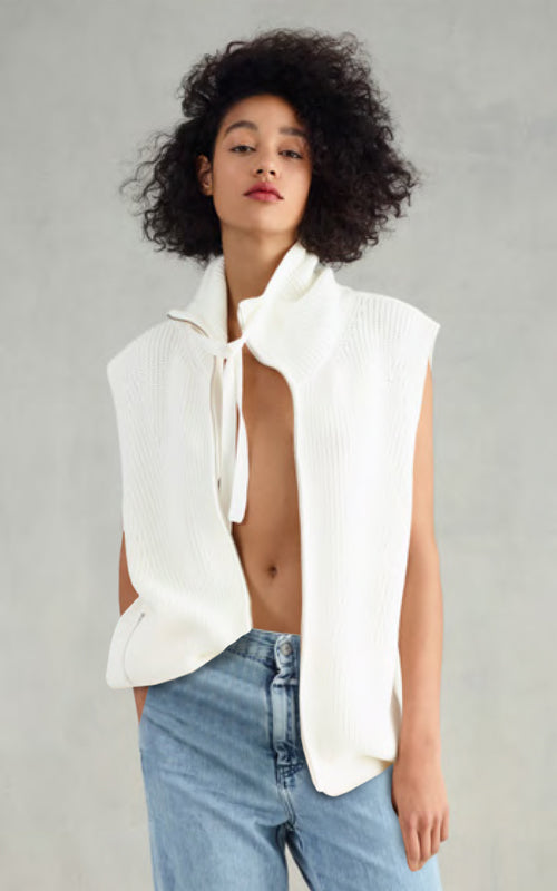 Sleeveless Zip Cardigan