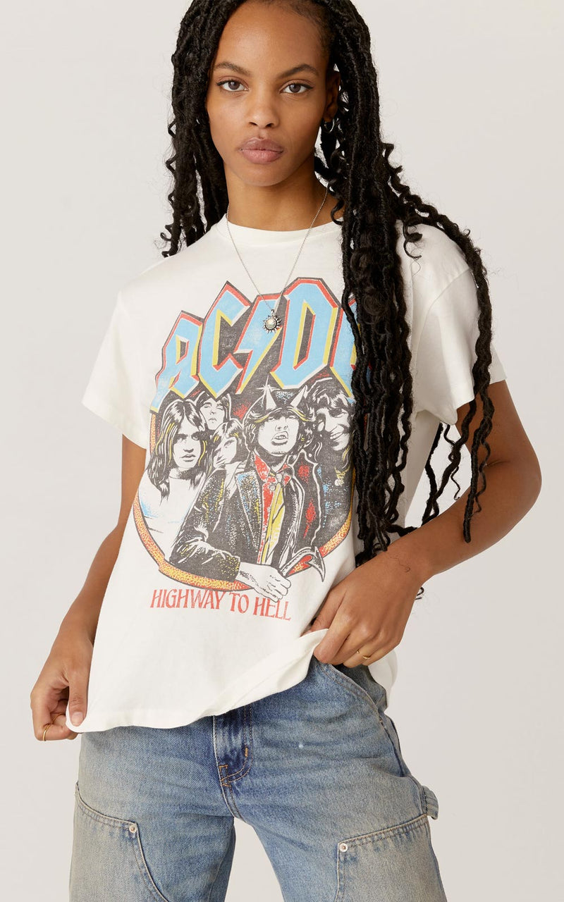 Daydreamer Ac/Dc Highway To Hell Tour Tee | Vintage White
