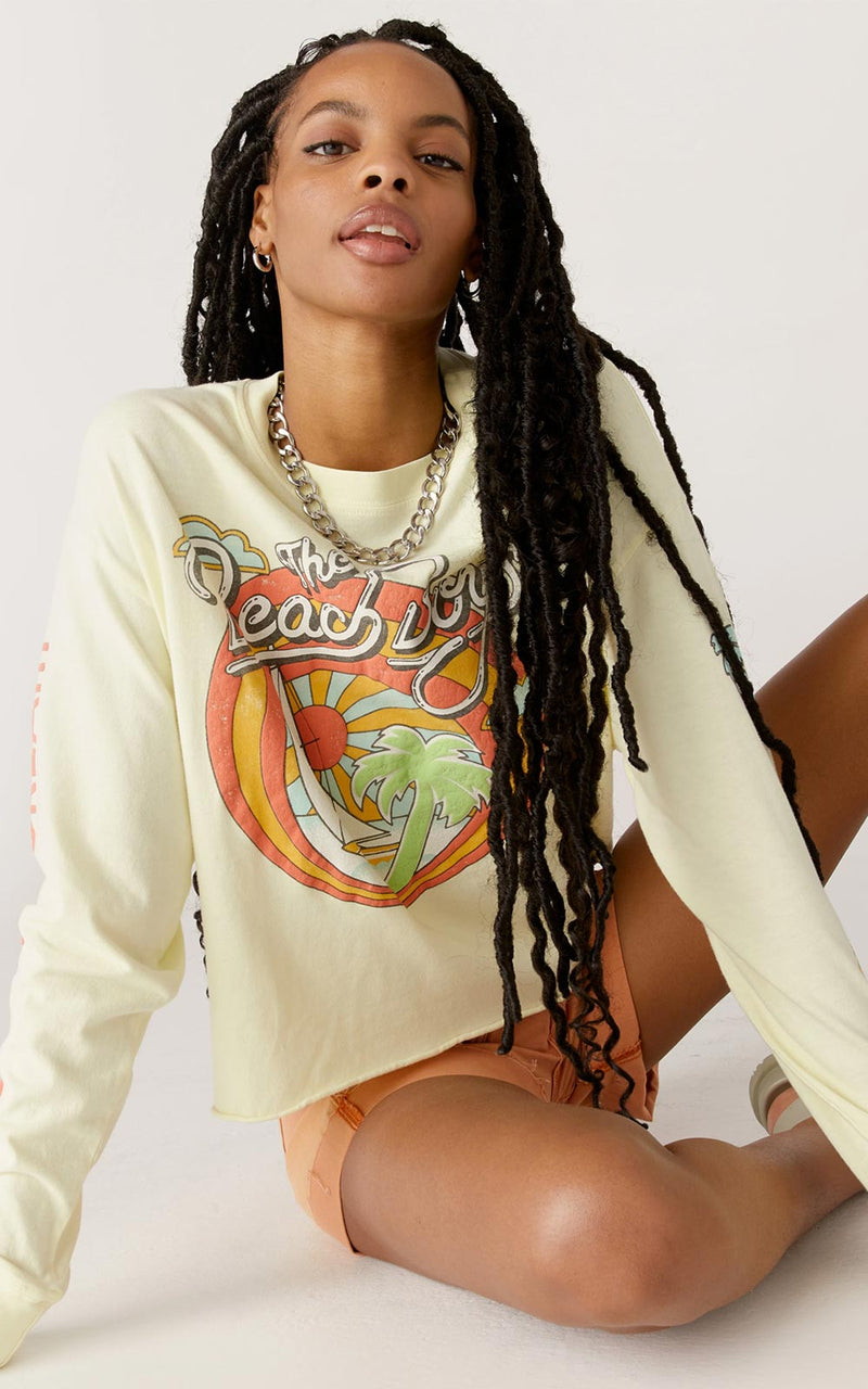 Daydreamer Beach Boys Sunshine Dream Long Sleeve Crop | Tender Yellow