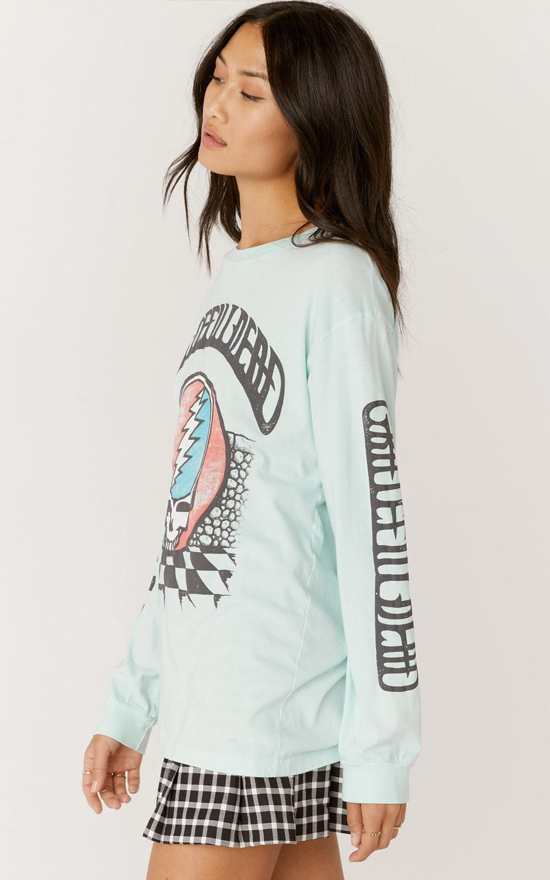 Daydreamer Grateful Dead Checkered Oversized Long Sleeve | Beach Glass