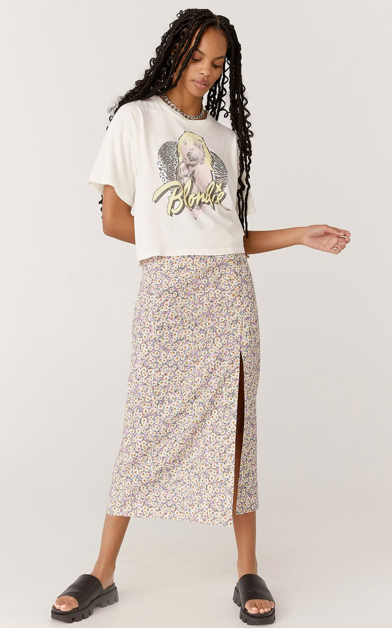 Daydreamer Blondie Animal Heart Boxy Crop Tee | Vintage White