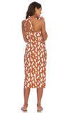Ellejay Giraffe Print Halter Tie Button Front Midi Dress