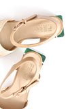 Ferri Acrylic & Wood Heel Natural Straw Raffia Sandal