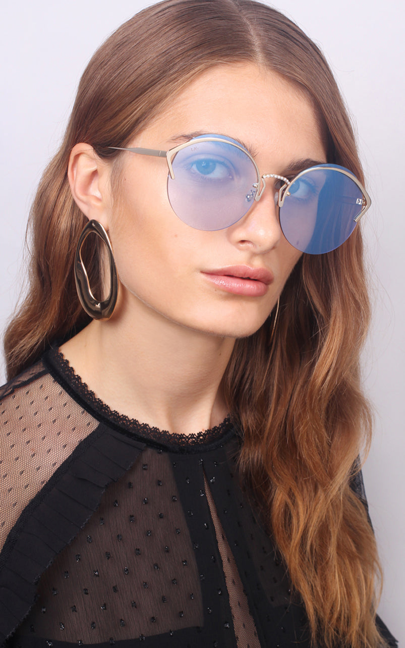 For Art's Sake Margarita Blue Gold Frame & Pearl Sunglasses