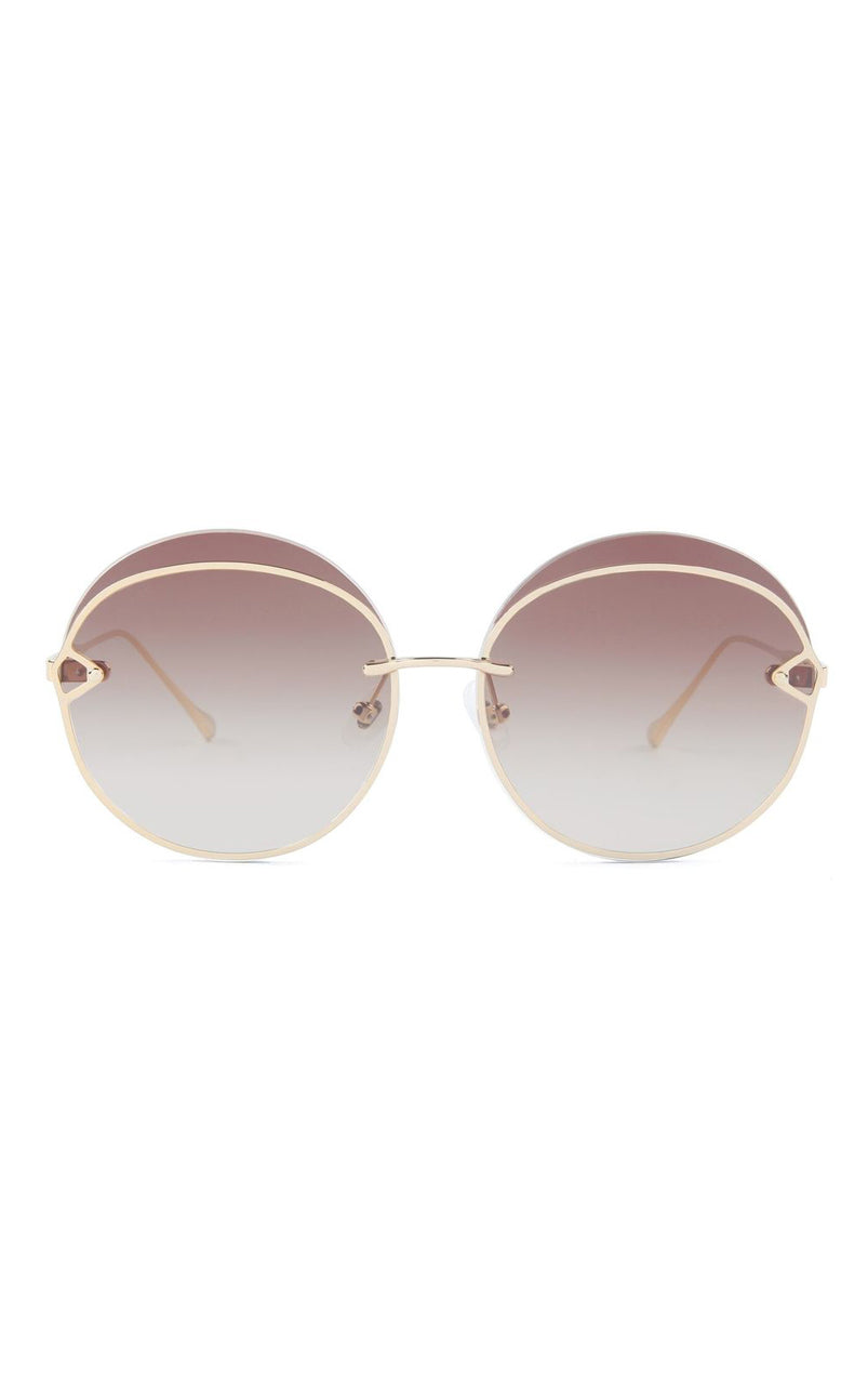 For Art's Sake Champagne Round Lens Stainless Steel Quartz Sunglasses