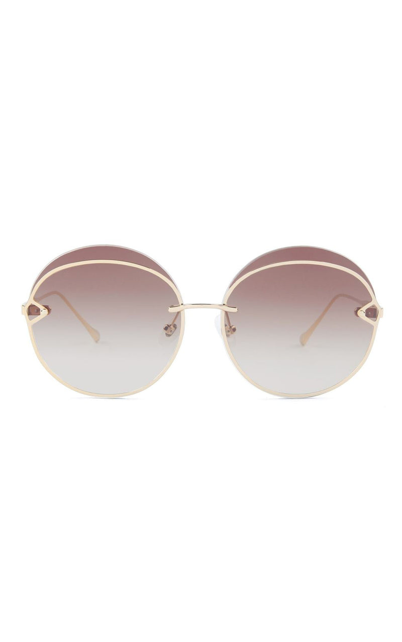 For Art's Sake Champagne Round Lens Stainless Steel Quartz Sunglasses