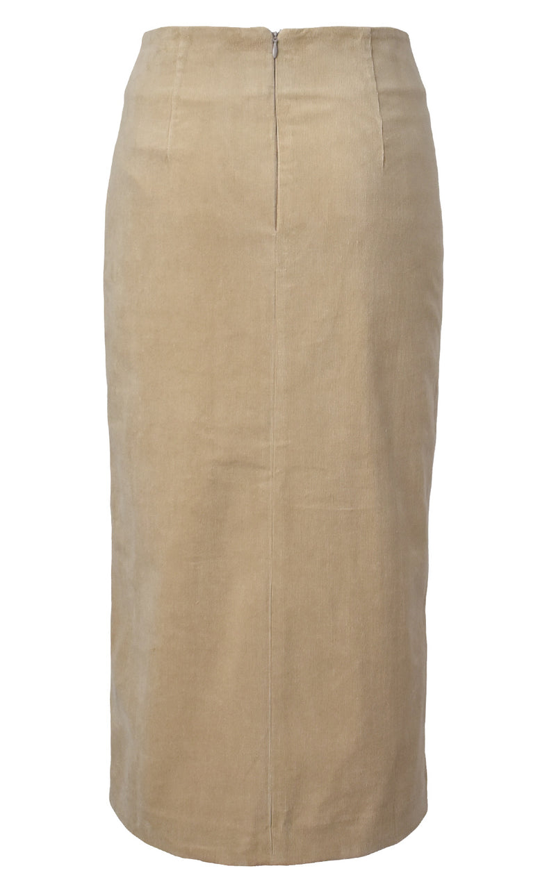 Hidden Forest Market Corduroy Pencil Skirt Khaki