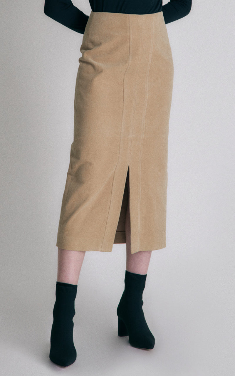 Hidden Forest Market Corduroy Pencil Skirt Khaki