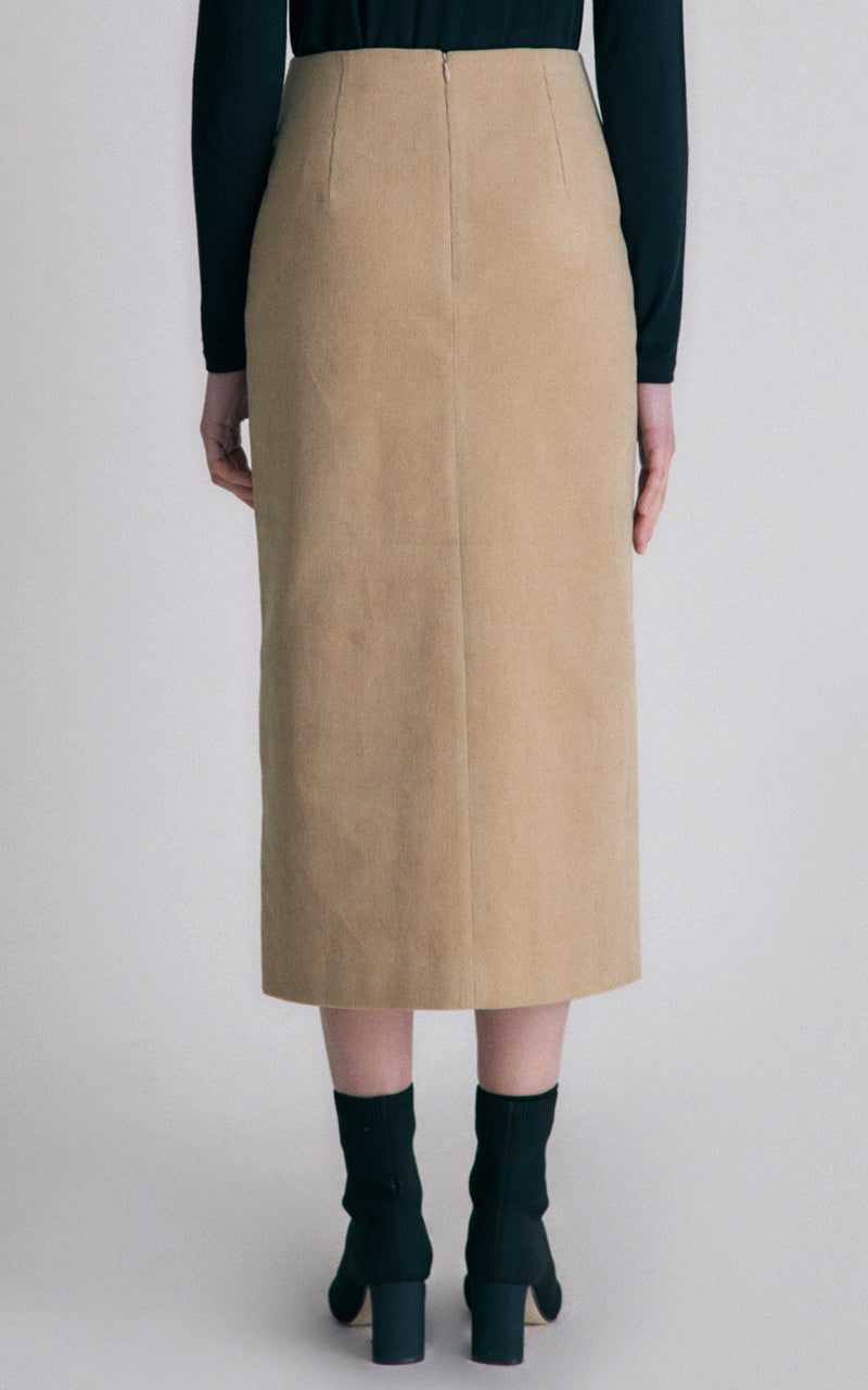 Hidden Forest Market Corduroy Pencil Skirt Khaki