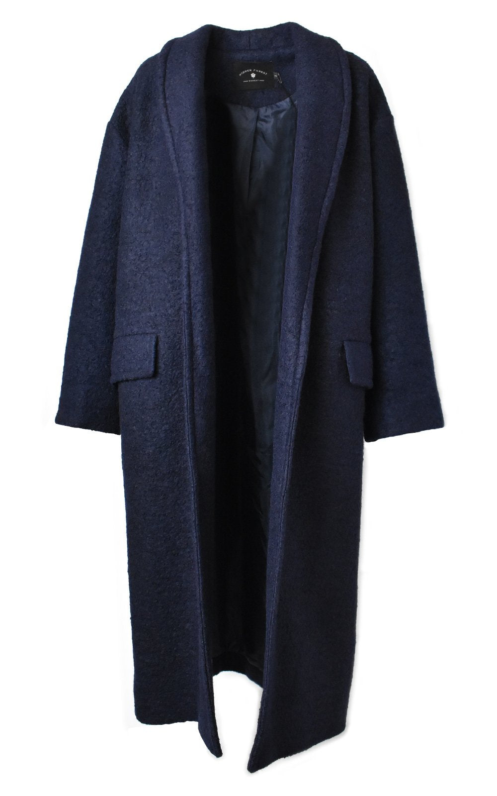 Hidden Forest Market Oversized Long Robe Wool Coat Navy