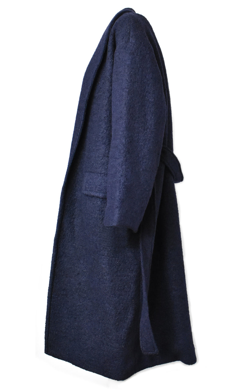 Hidden Forest Market Oversized Long Robe Wool Coat Navy