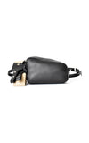 Black H-ology Leather Belt Bag with Removable Shoulder Strap Front