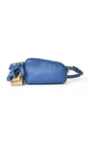 Royal Blue H-ology Leather Belt Bag with Removable Shoulder Strap Front
