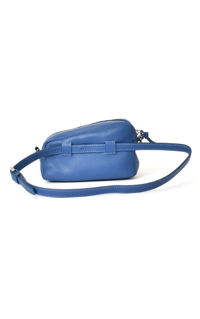 Royal Blue H-ology Leather Belt Bag with Removable Shoulder Strap Back