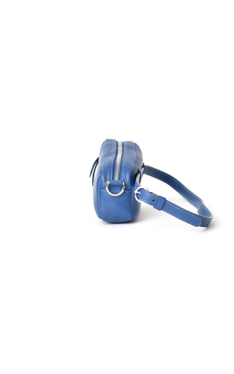 Royal Blue H-ology Leather Belt Bag with Removable Shoulder Strap Side