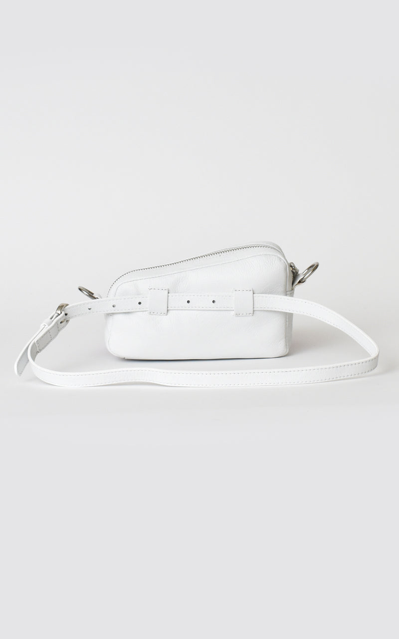 White H-ology Leather Belt Bag with Removable Shoulder Strap Back