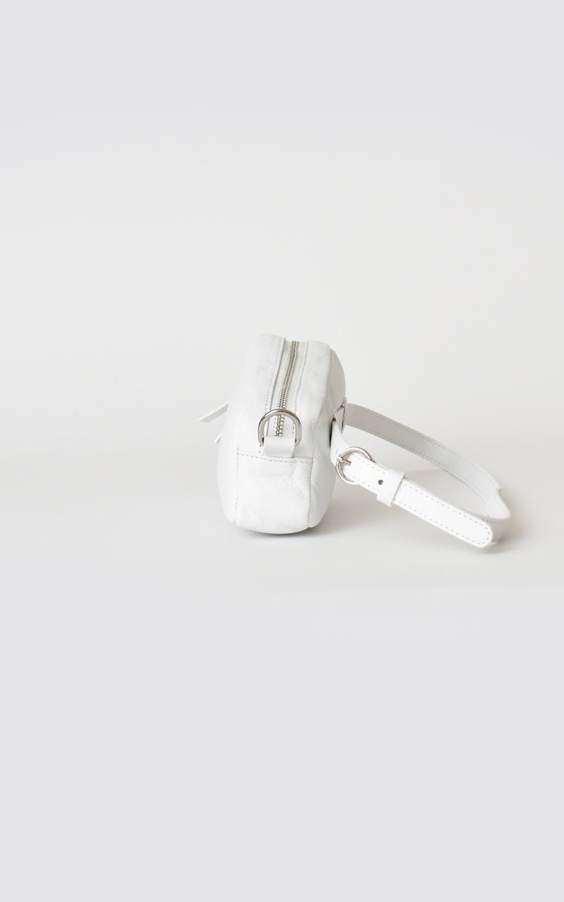 White H-ology Leather Belt Bag with Removable Shoulder Strap Side