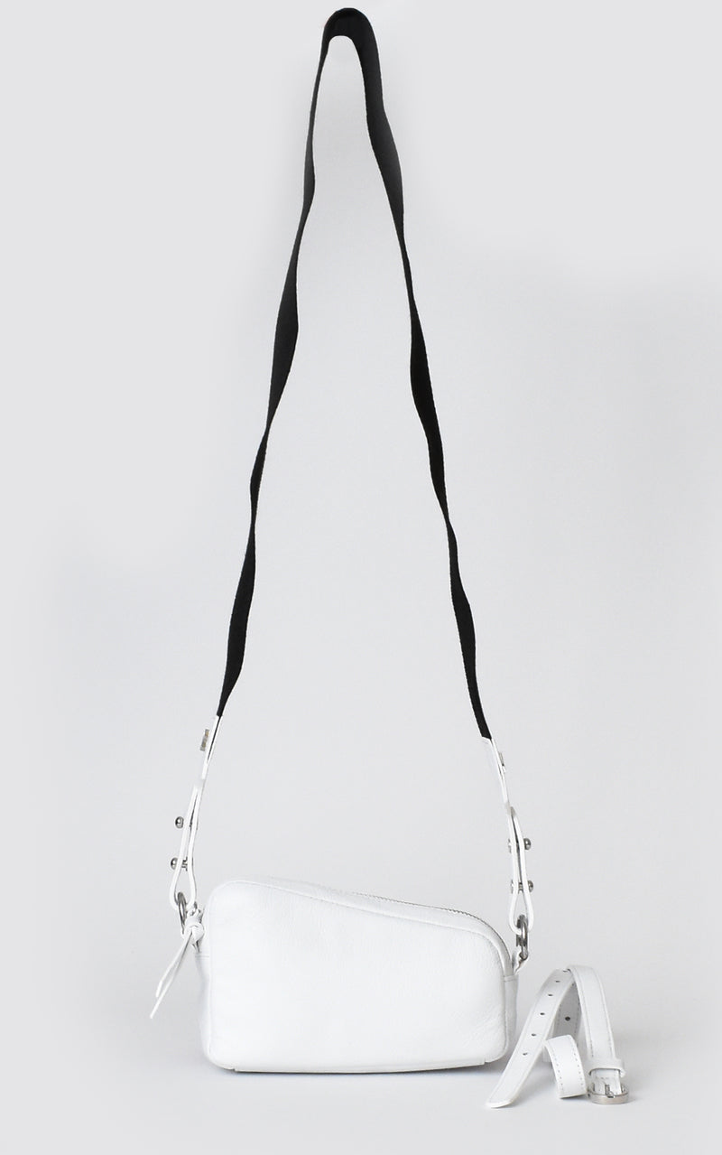 White H-ology Leather Belt Bag with Removable Shoulder Strap