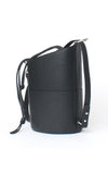 Black H-ology Leather Bucket Bag with Removable Shoulder Strap
