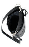 Black H-ology Leather Bucket Bag with Removable Shoulder Strap Inside
