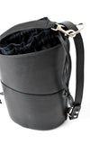 Black H-ology Leather Bucket Bag with Removable Shoulder Strap Top