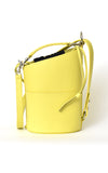 Lemon Yellow H-ology Leather Bucket Bag with Removable Shoulder Strap Front