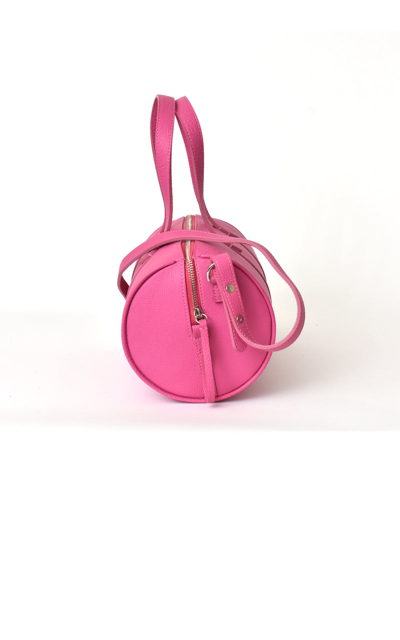 H-ology Leather Mini Duffel Handbag Fuchsia