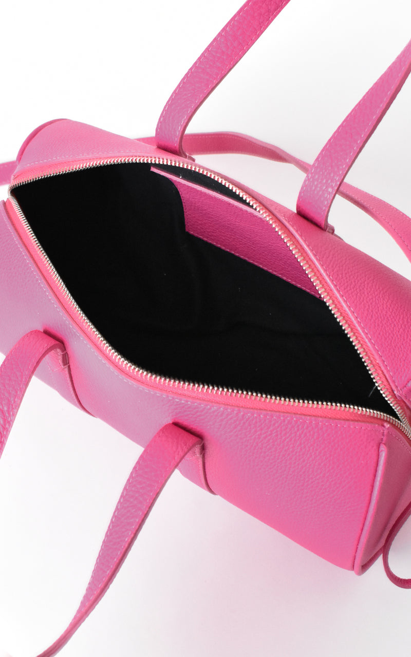 H-ology Leather Mini Duffel Handbag Fuchsia