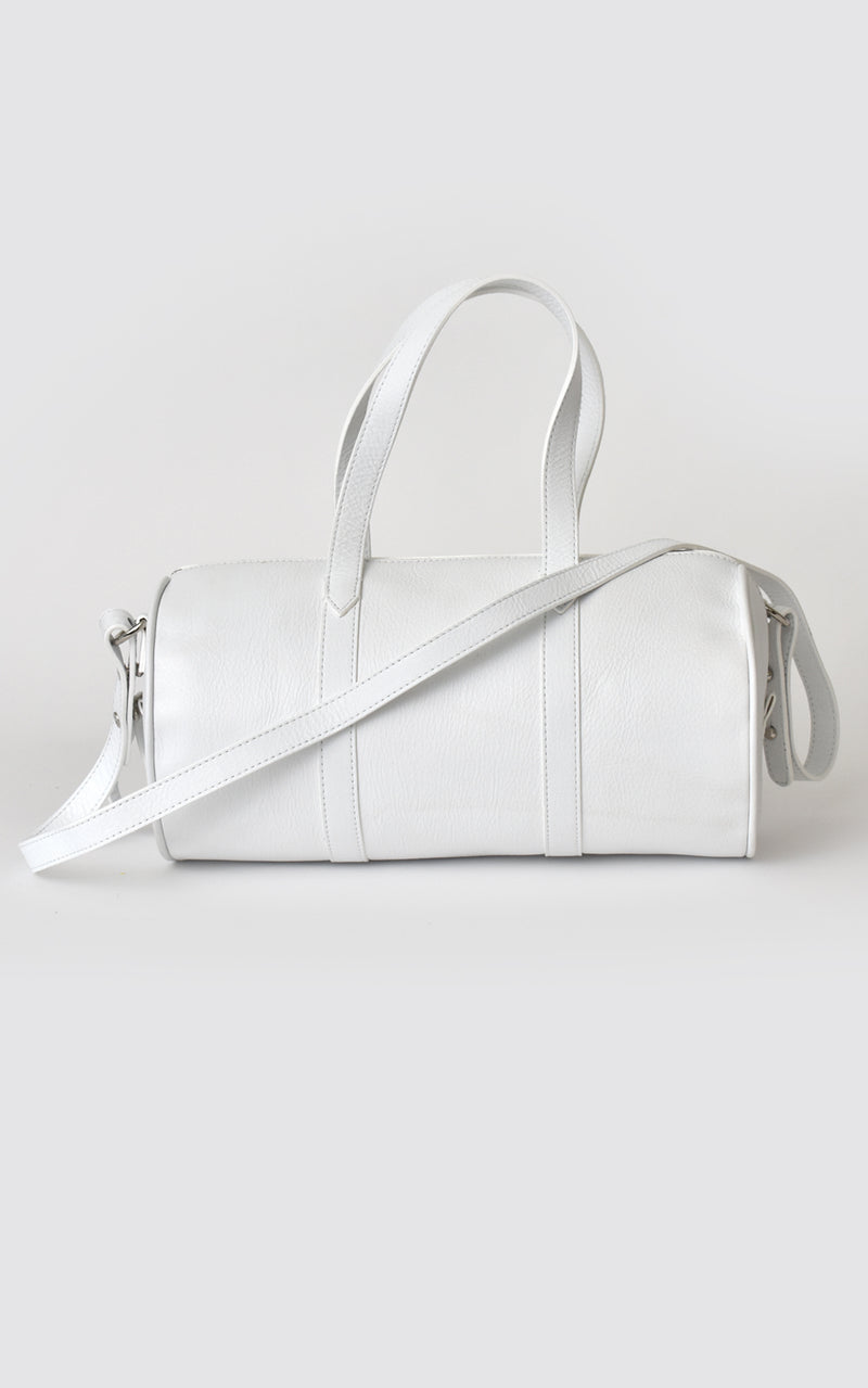 H-ology Leather Mini Duffel Handbag White