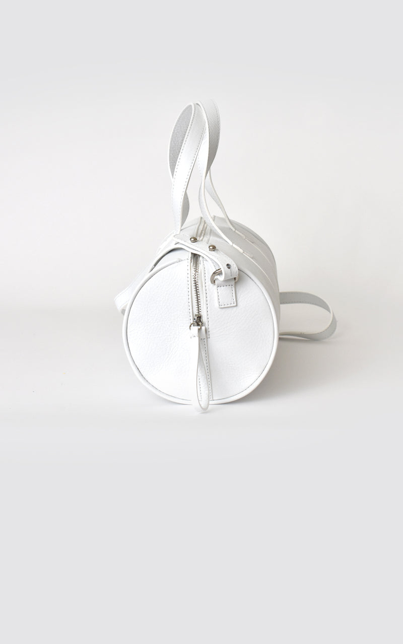 H-ology Leather Mini Duffel Handbag White
