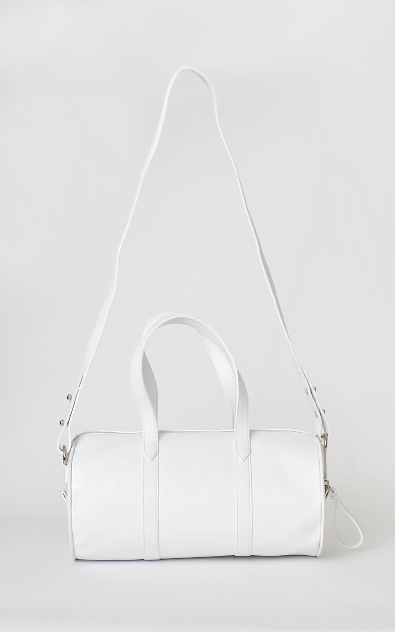 H-ology Leather Mini Duffel Handbag White