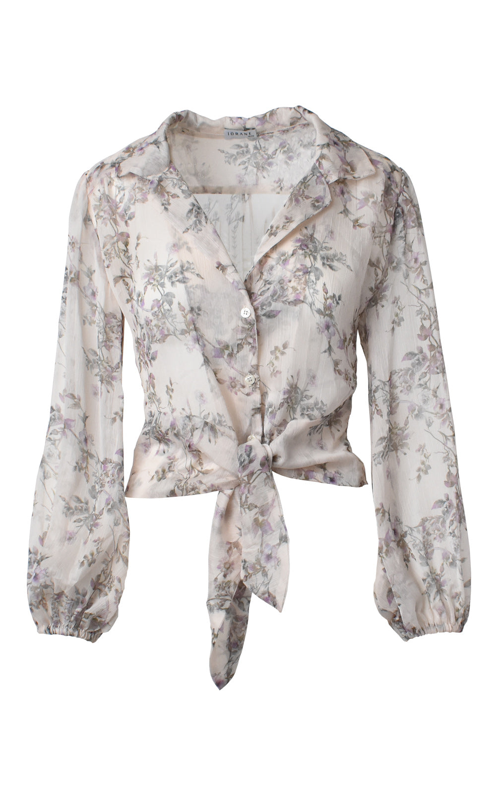 Sheer Floral Tie Blouse