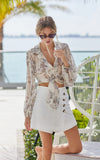 Sheer Floral Tie Blouse