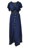 Twist Crop Top & Buttoned Midi Skirt Set