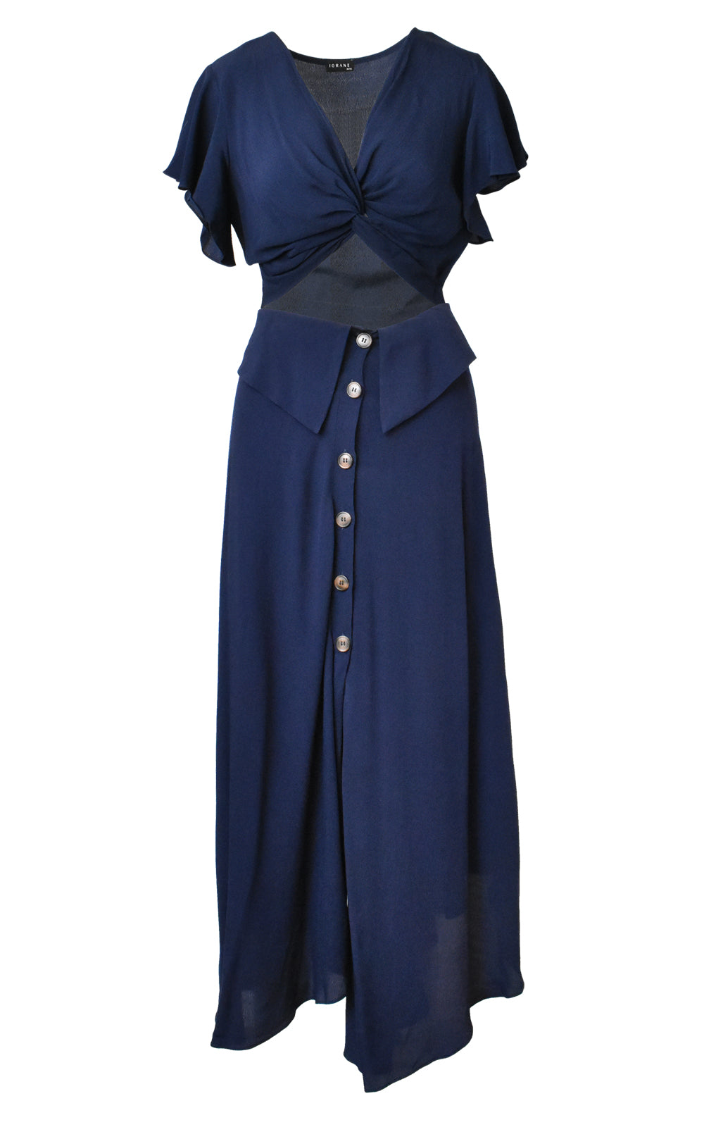 Twist Crop Top & Buttoned Midi Skirt Set