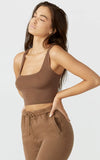 Joah Brown Square Neck Crop Tank Tobacco